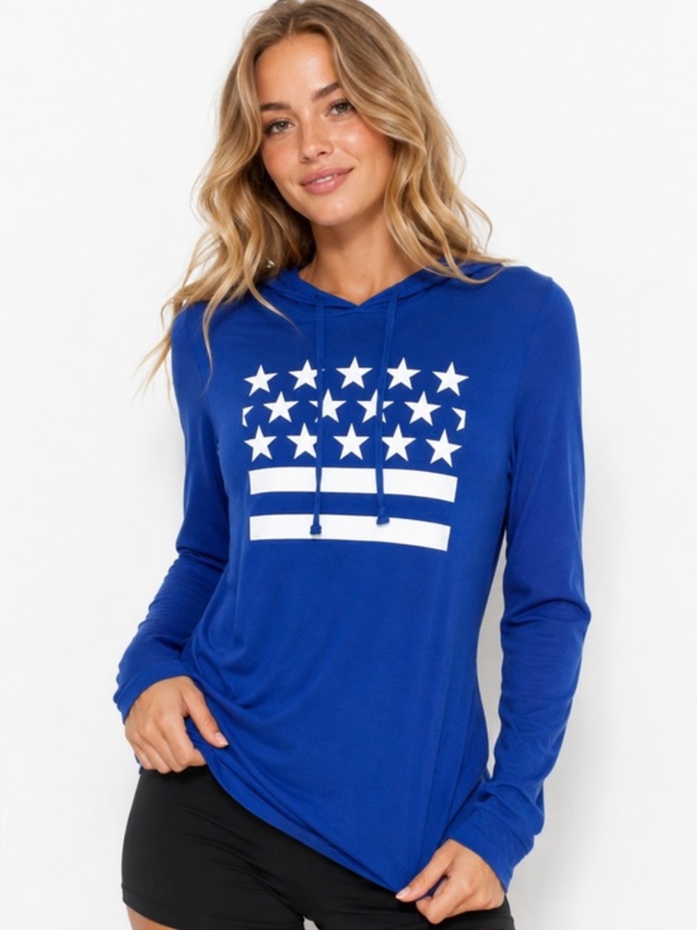 Under Armour Hoodie Sweatshirt Blue American Flag Athletic Womens Sz Medium